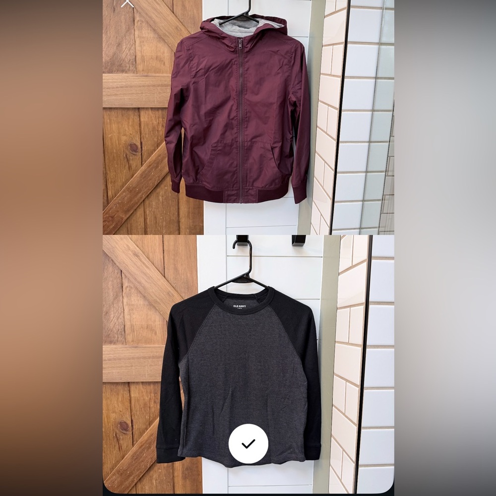 Maroon jacket and dark Gray Waffle Knit Top